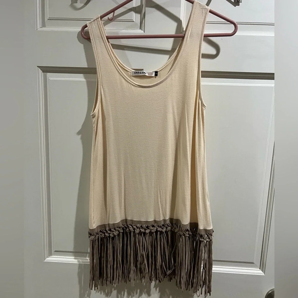 Origami Fringe Boho Cream Tank Top Size Small NWT - Picture 1 of 6
